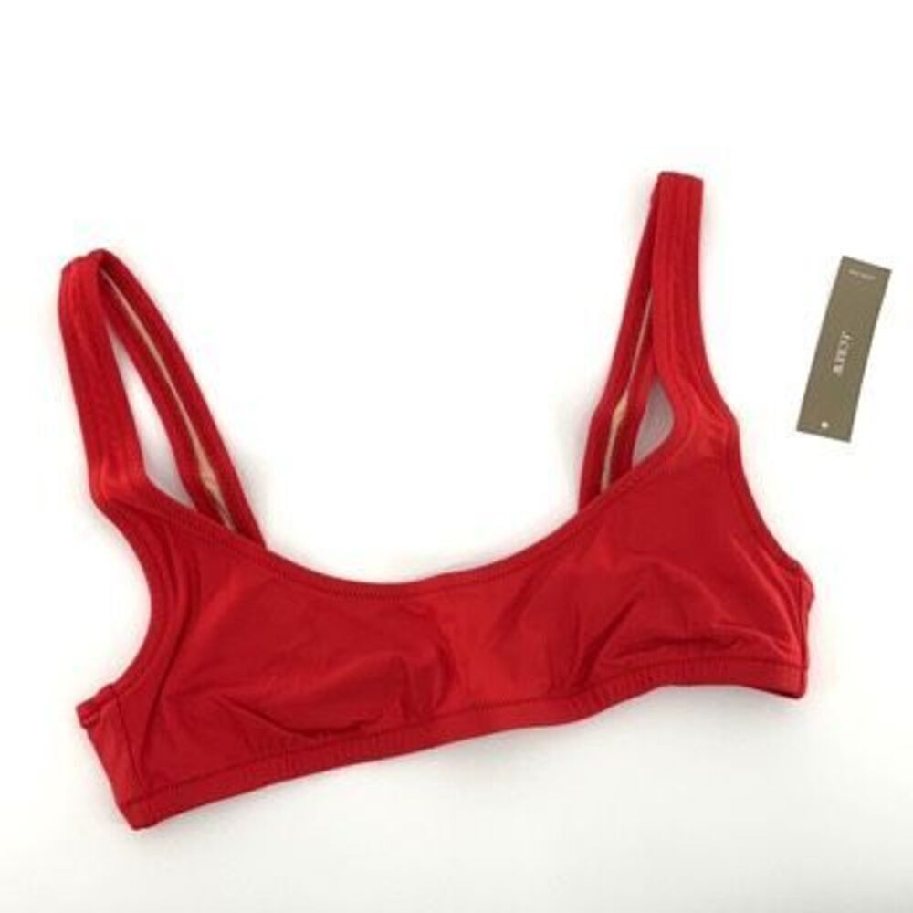 J. Crew Venetian Red DD Halter Tie Back Bikini Top Mesh Swimsuit Size XXS NWT